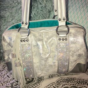Glitzy white/silver purse. The buckle. NWOT